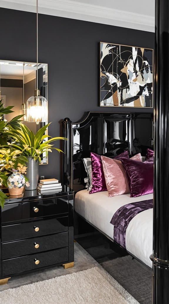bold black lacquered decor