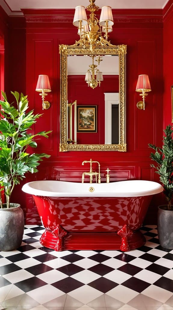 bold red bathtub feature