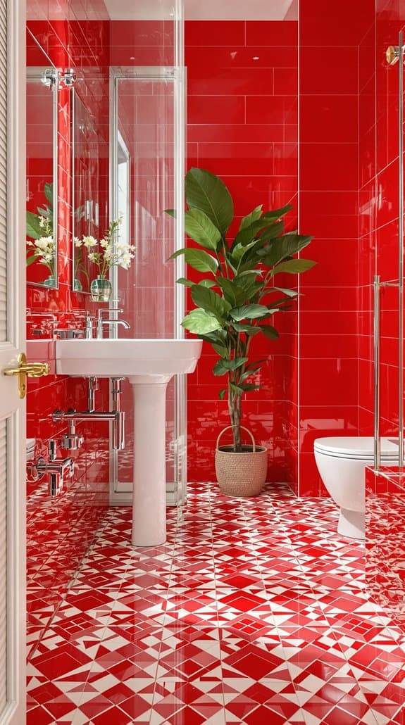 bold red tile pattern