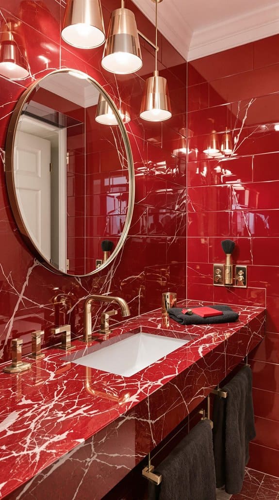 elegant red stone surfaces