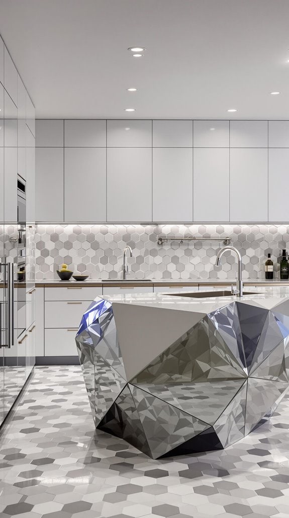 geometric minecraft themed kitchen design