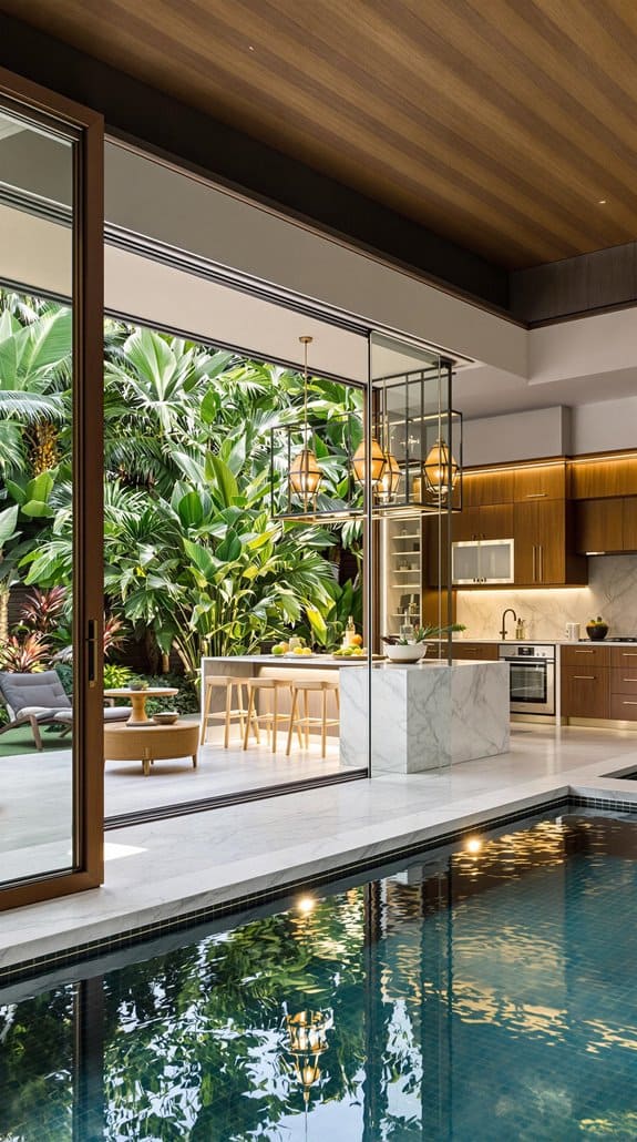 luxurious indoor outdoor cooking space