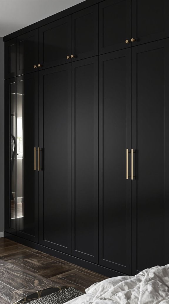 sleek matte black wardrobes